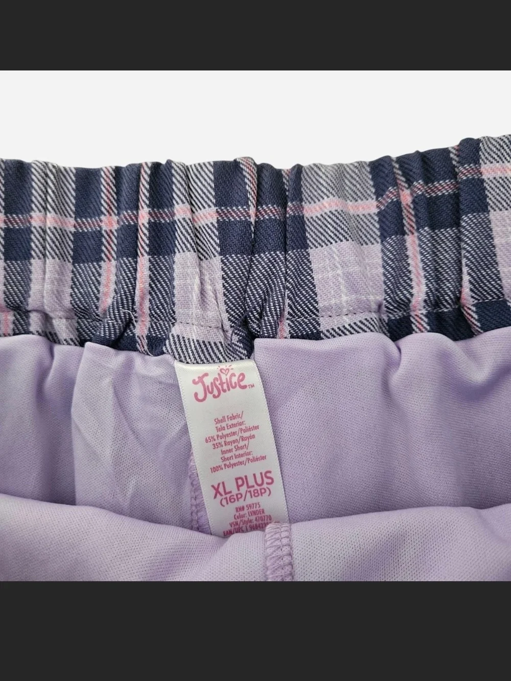 Justice Purple and Pink Plaid Pleated Skirt Skort